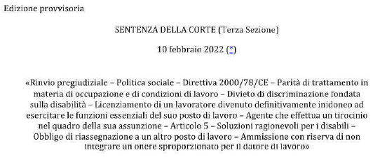 Sentenza della Corte di Giustizia Europea nella causa C-485/20